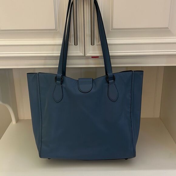 COACH THEO Chambray Blue Leather Tote - Picture 10 of 11
